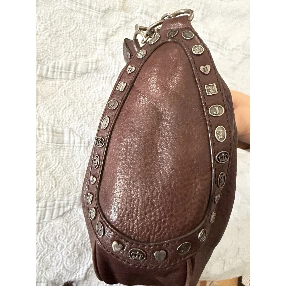 Juicy Couture Y2K Vintage Brown Leather Shoulder Bag Purse Studded Coquette